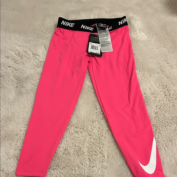 Nike Kids Dri-fit Pink Leggings with White Logo - Picture 4 of 4